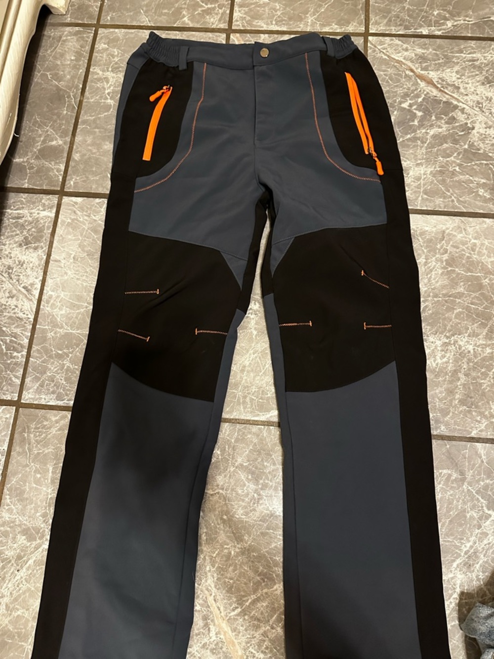 Men's Two-Tone Outdoor Pants with Orange Zip Accents